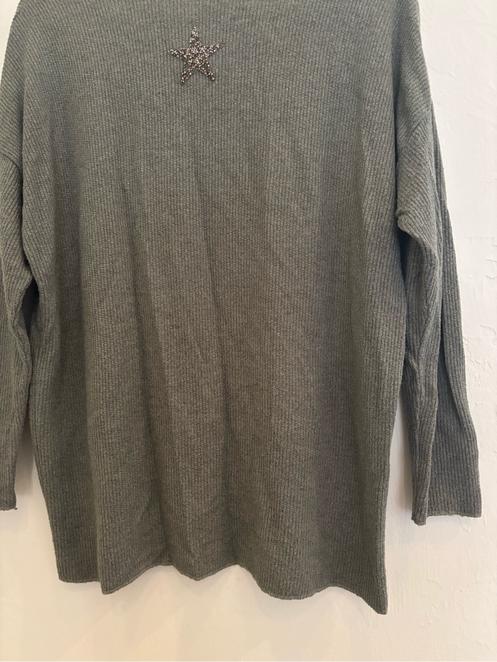 Venti 6 Made in Italy Star Sequin Embellished Top Sweater Shirt Oversized Hi Low - Picture 7 of 8